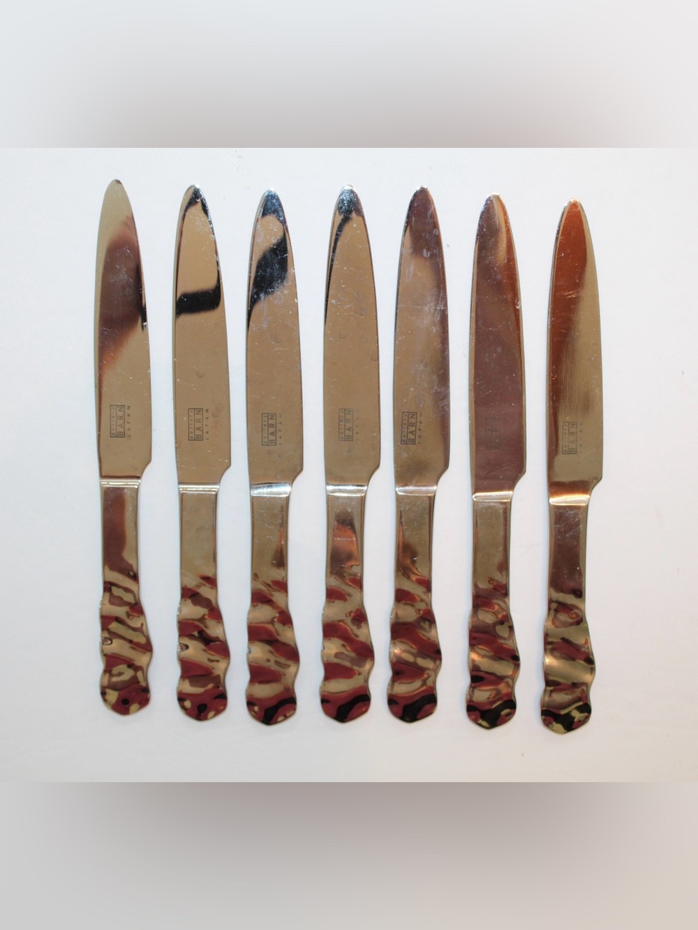 Pottery Barn Japan Lettuce Dinner Knives (Set of 7) Stainless 9 1/4”